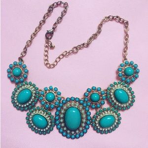 Francesca 🎀 Blue & Gold Statement Necklace
